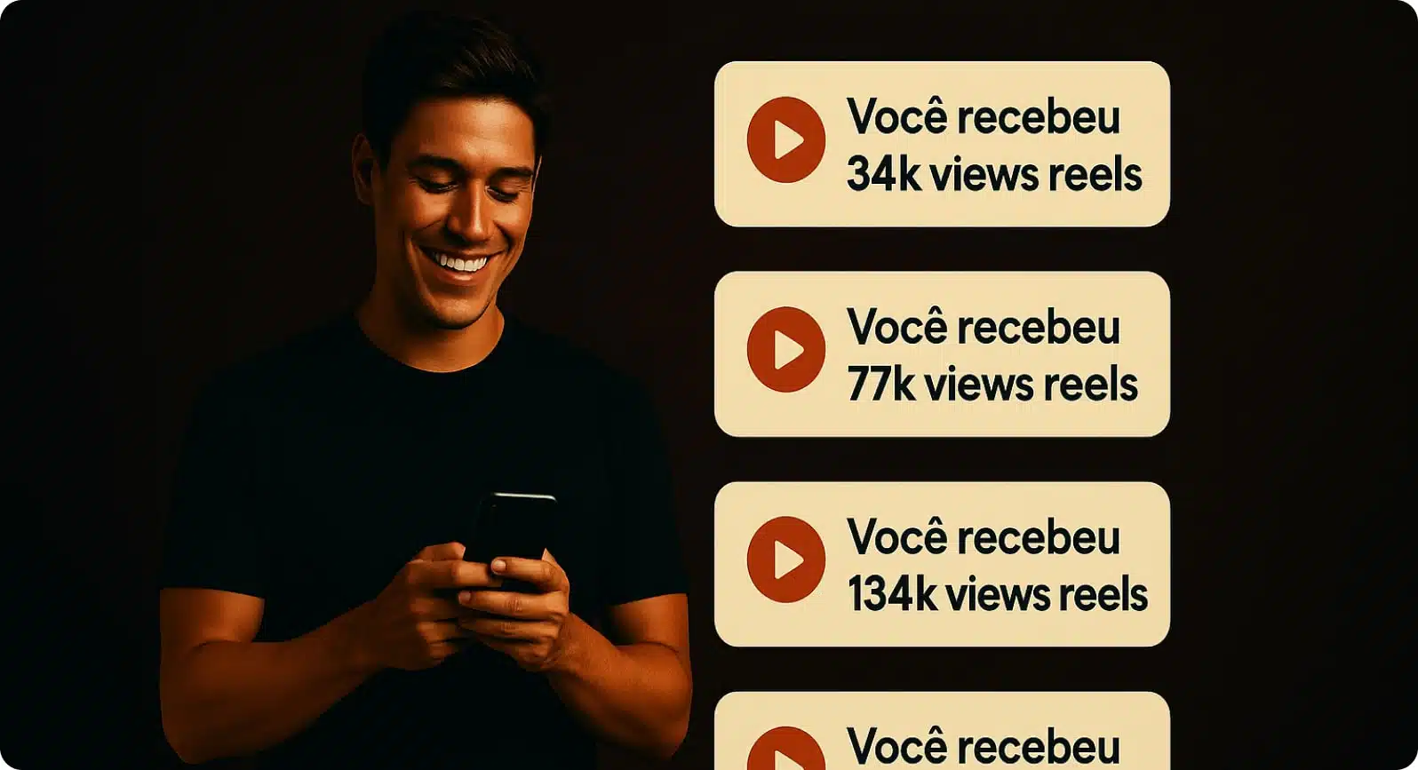 Jovem recebendo visualizações reels
